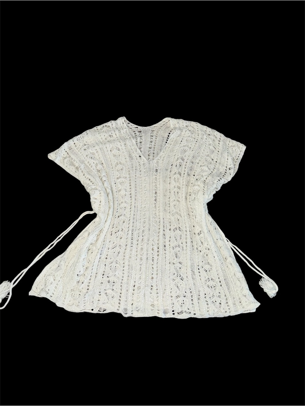 Crochet white V-Neck Tunic Cover-Up in - Picture 1 of 3